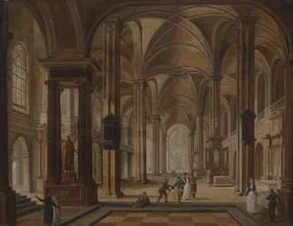 Kircheninterieur mit eleganten Personen